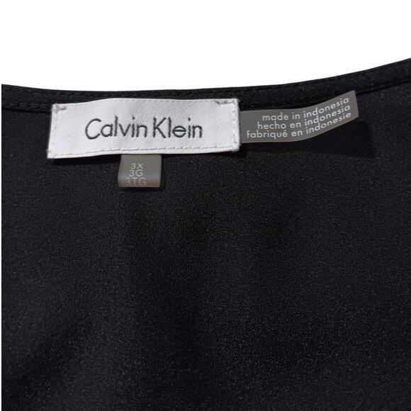 CALVIN KLEIN Top Shirt Plus Size 3X Stretch Career Animal Print Colorblock - Picture 4 of 8